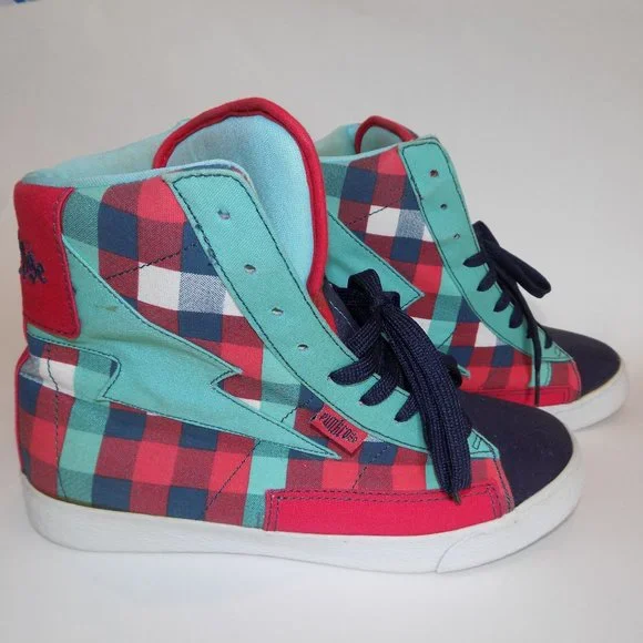 Punk Rose Shoes Vintage Punk Rose Checkered Canvas High Top